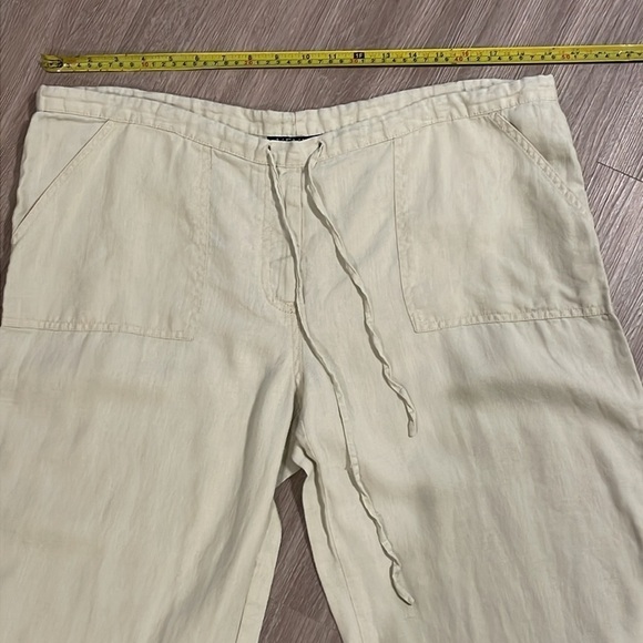 Venus Women Linen Pants Large Tan Khaki Coastal Grandma Preppy  Contemporary - Picture 12 of 14